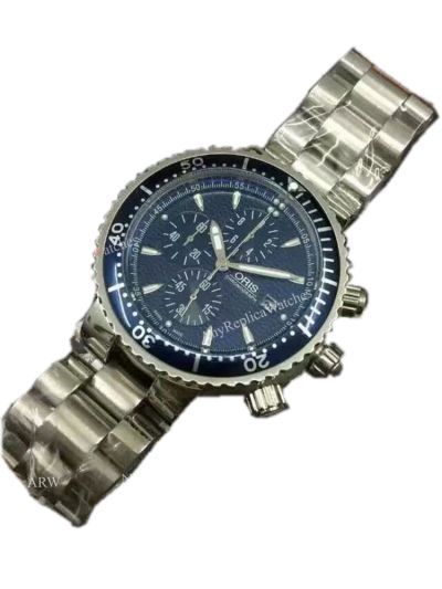 Copy Oris Stainless Steel Black Chronograph Dial Mans Watch
